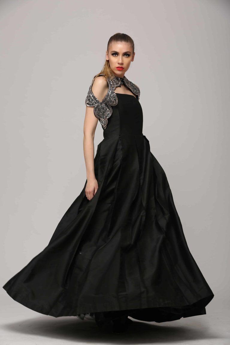 SAI 110 Black Tube Silk Gown