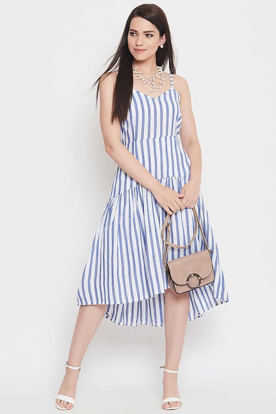 Blue and white stripe dress
