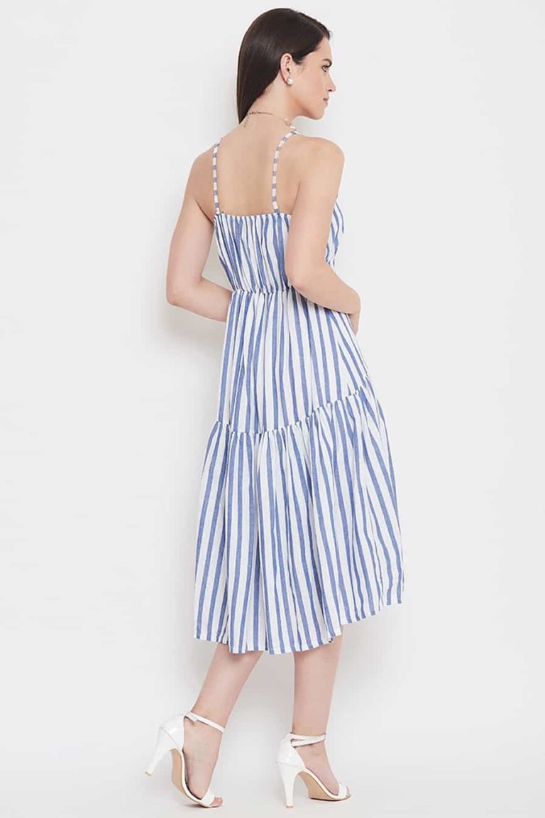 Blue and white stripe dress