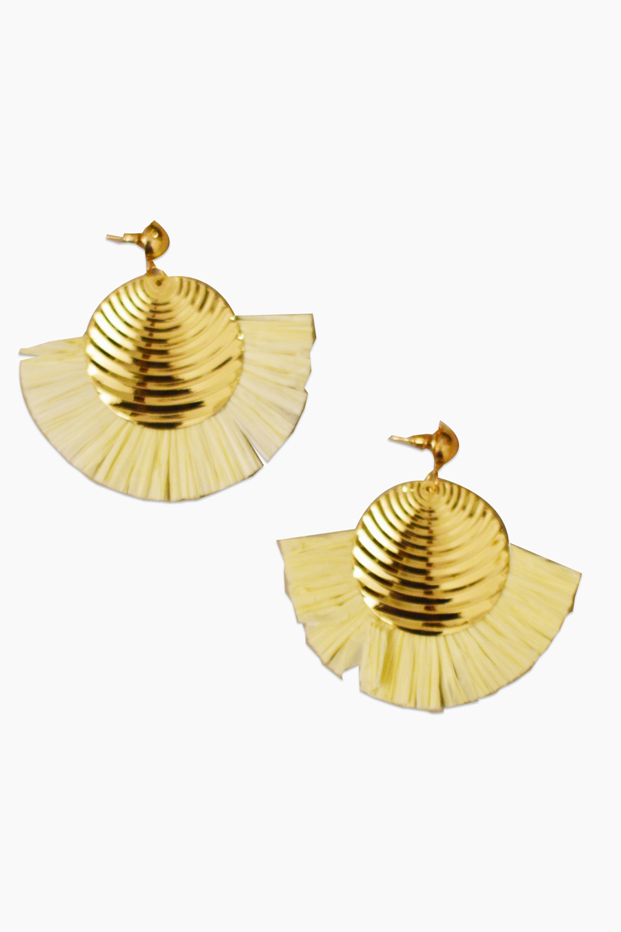Golden and Cream Geometric Drop Earrings
