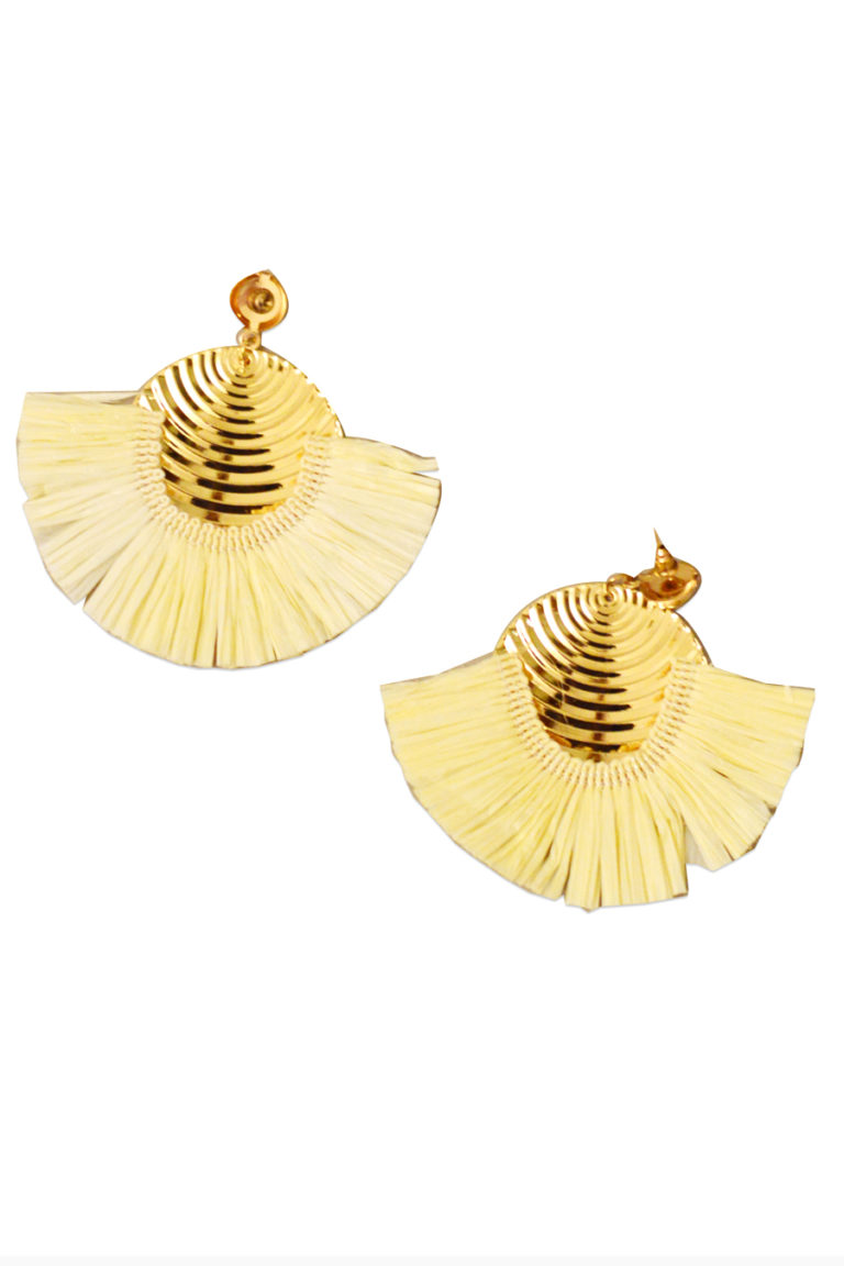 Golden and Cream Geometric Drop Earrings