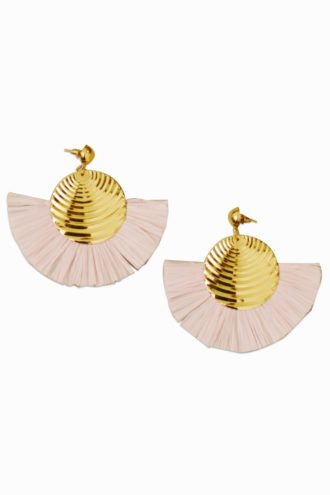 Golden and Light Pink Geometric Drop Earrings