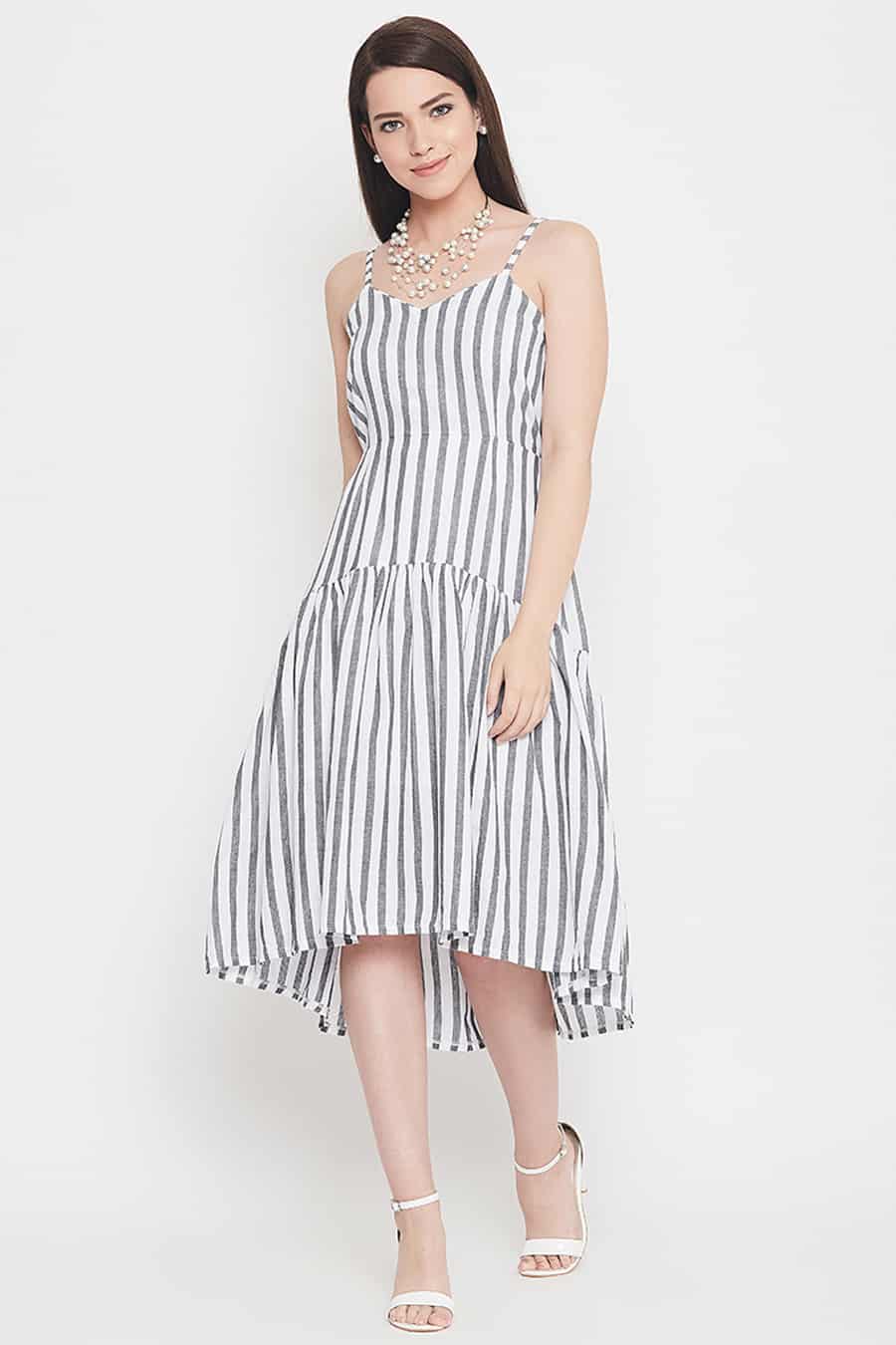 Grey and white stripe dress