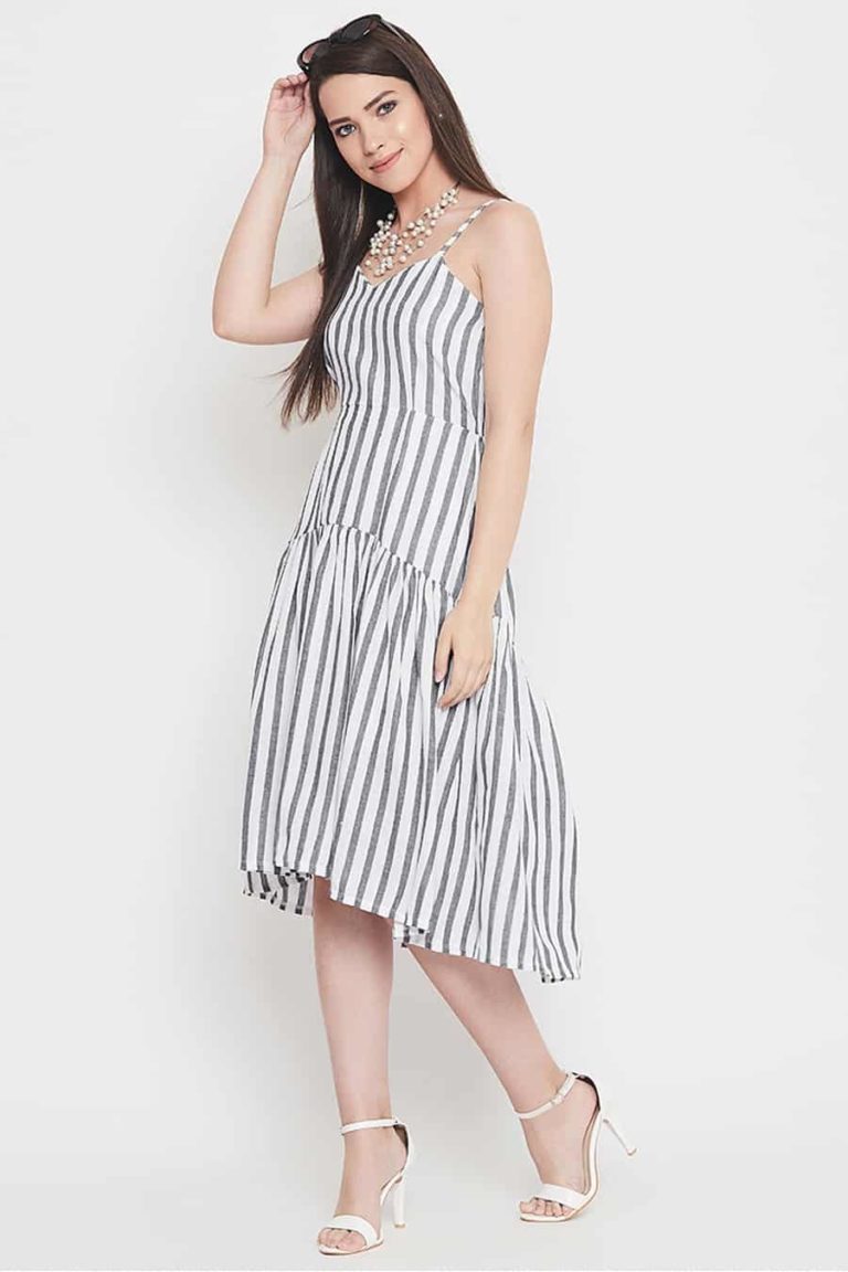 Grey and white stripe dress