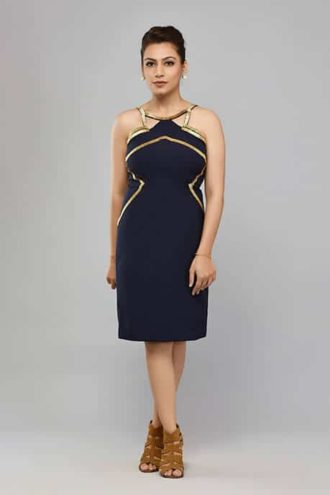 SAI 42 Navy Blue Halter Style Dress