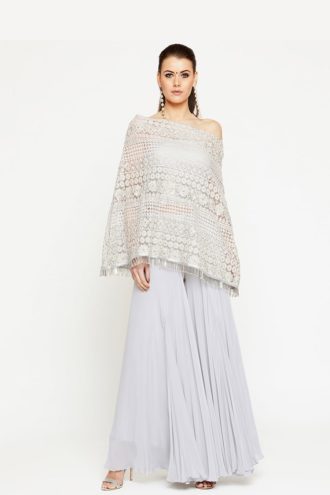 Grey Asymmetrical Cape with Pants