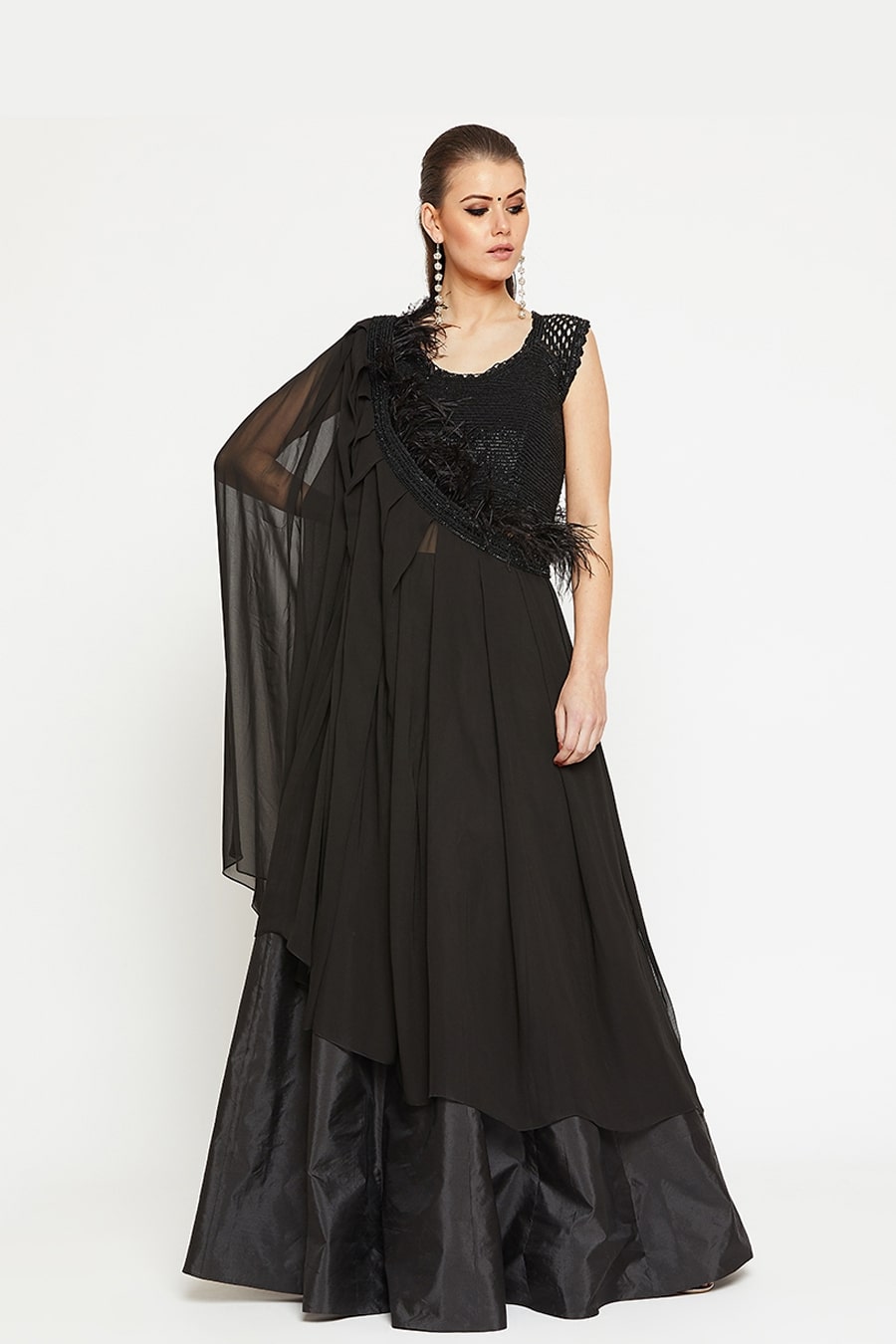 Black Cape with Skirt