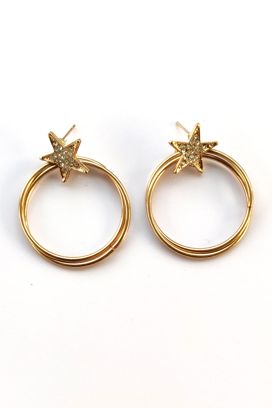 Star Studded Double Ring Earrings