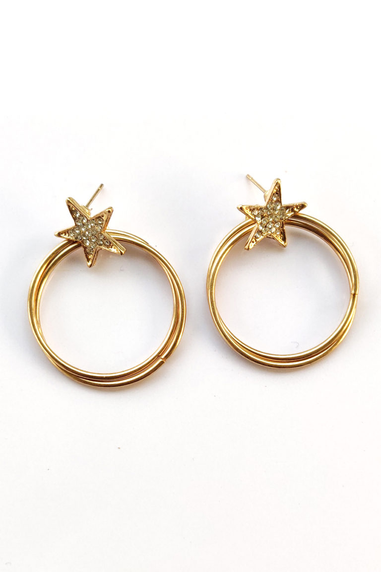 Star Studded Double Ring Earrings