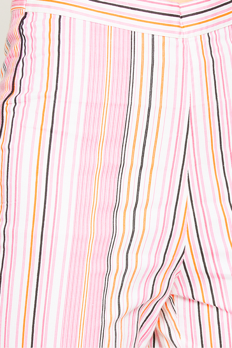 Pink Stripe Long Blazer Set