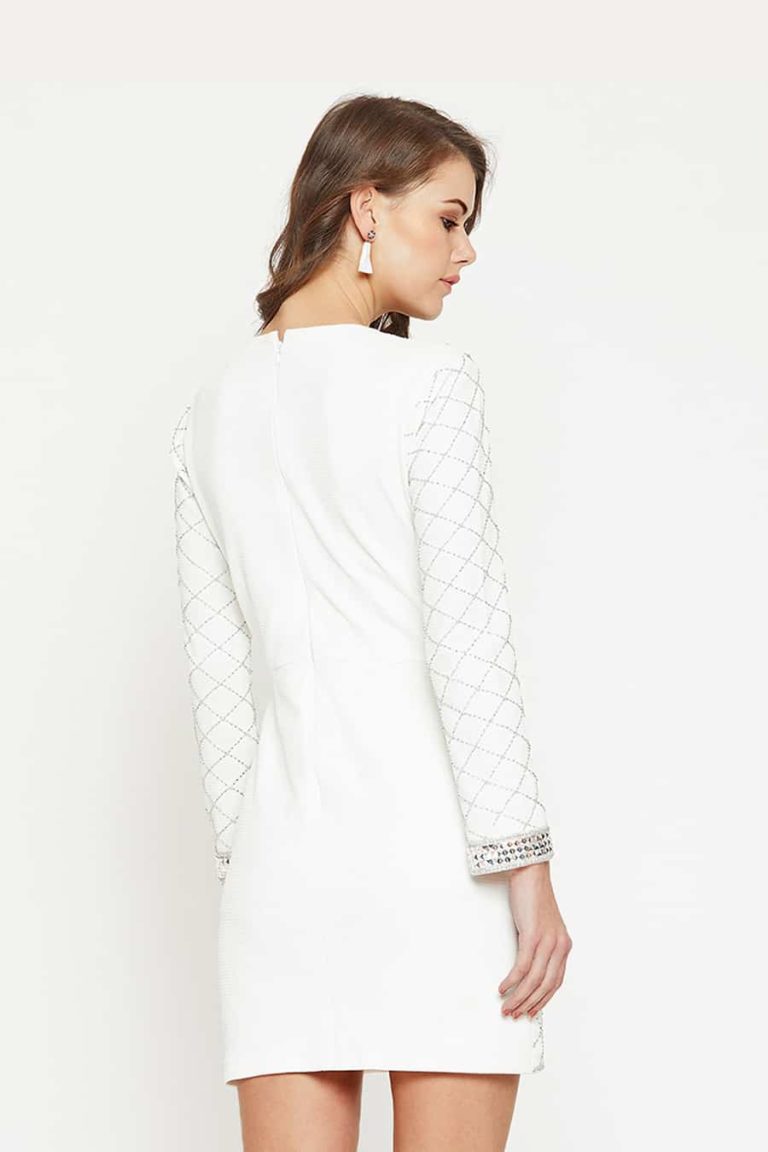 White Metallic Dress