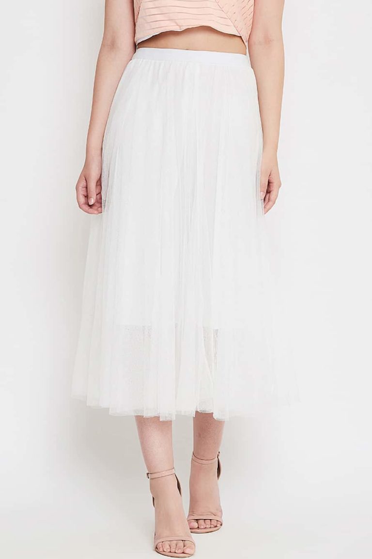 White net pleated skirt