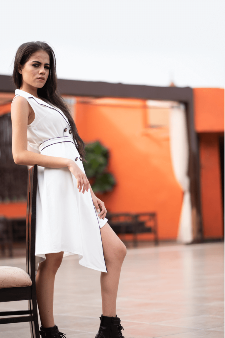 White Asymmetrical Blazer Dress