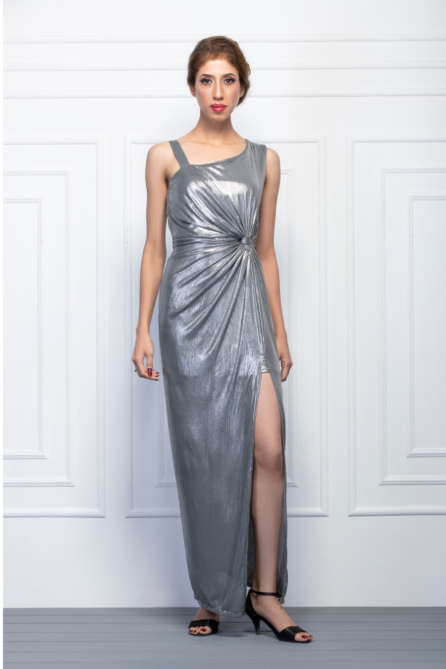 Grey Shimmer  Knotted Gown