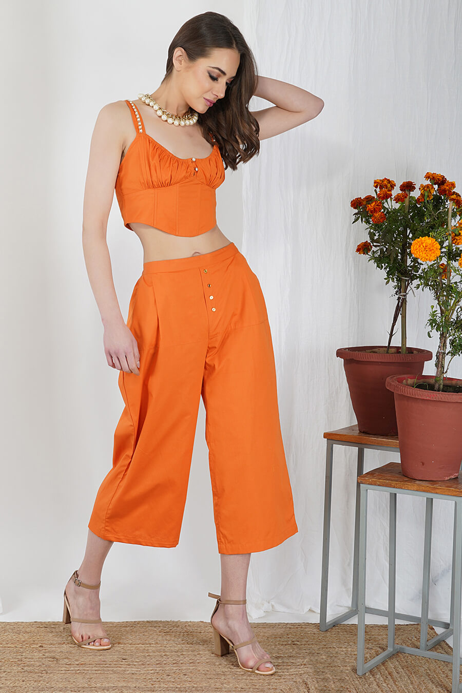 Gold Buttoned Culottes
